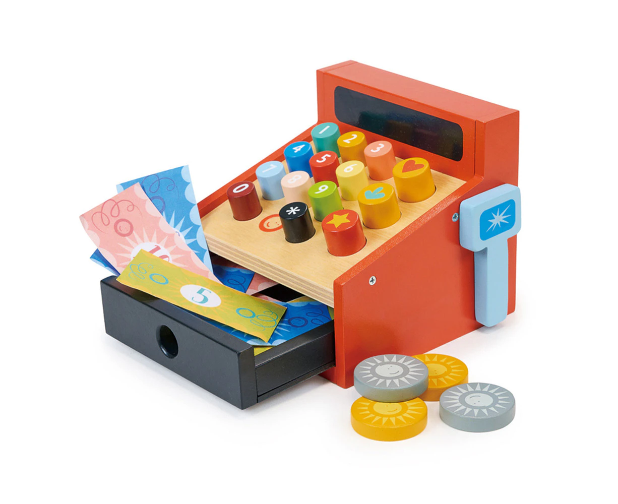 Mentari Cash Register Till Kids/Children Pretend Play 13cm Wooden Toy 3y+