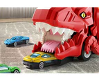 Truck Car Dinosaur Transport Carrier with 6 Pull Back Car Toy for Kids-Red