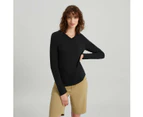 Kathmandu Women's 100% Merino Long Sleeve V-Top - Black