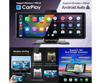 10.26 inch Portable Carplay Screen with Adjustable 4K Front 1080P Rear Camera, 64G TF Card, Carplay Screen for car