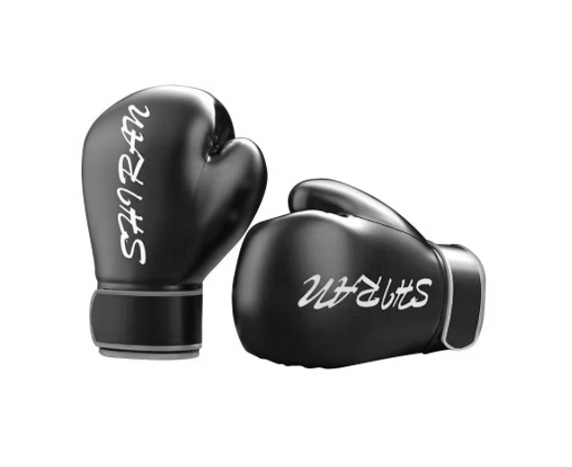 PU Sparring Punching Gloves Boxing Gloves Training Gloves Kickboxing Bag Gloves - Black - 8oz