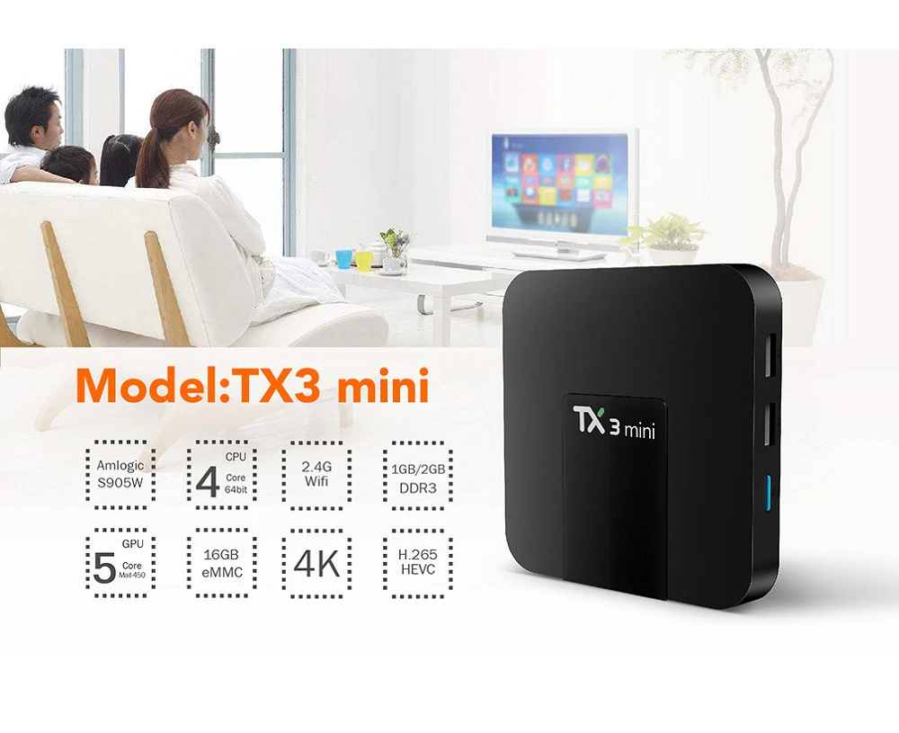 Tx3 Mini Android 7.1 Smart Tv Box Amlogic S905w Quad Core Set Top Box H.265 4k Wifi Media Player 2gb+16gb Fiche Uk