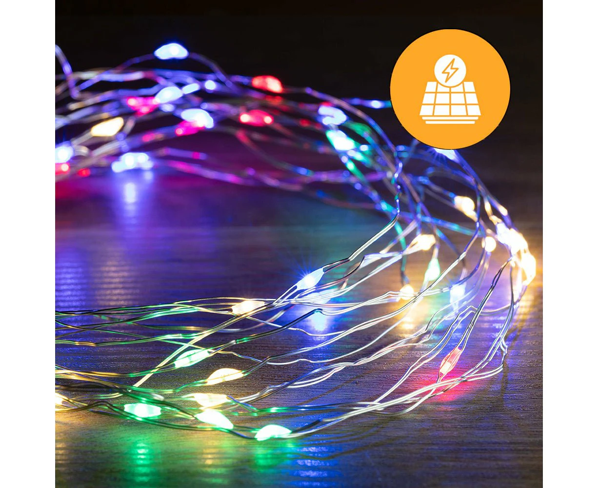 Solar + USB 200 LED Dual Use Wire Lights – 19.9m, available in 3 Colors - Multicolor