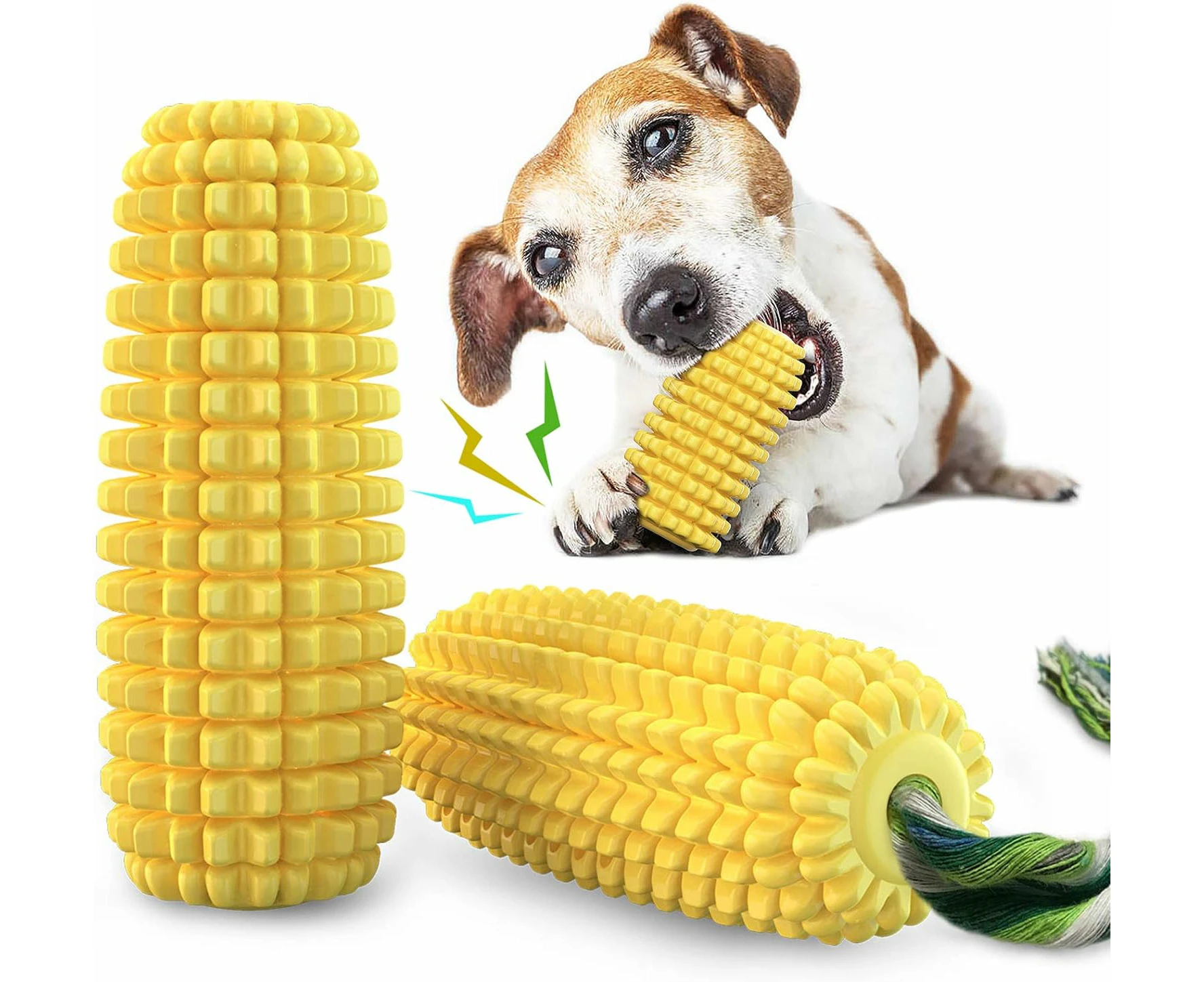 Dog Chew Toys for Aggressive Chewers, Tough Durable Squeaky Interactive Dog Toys, Puppy Teeth Chew Corn Stick Toy for Small Meduium Large Breed