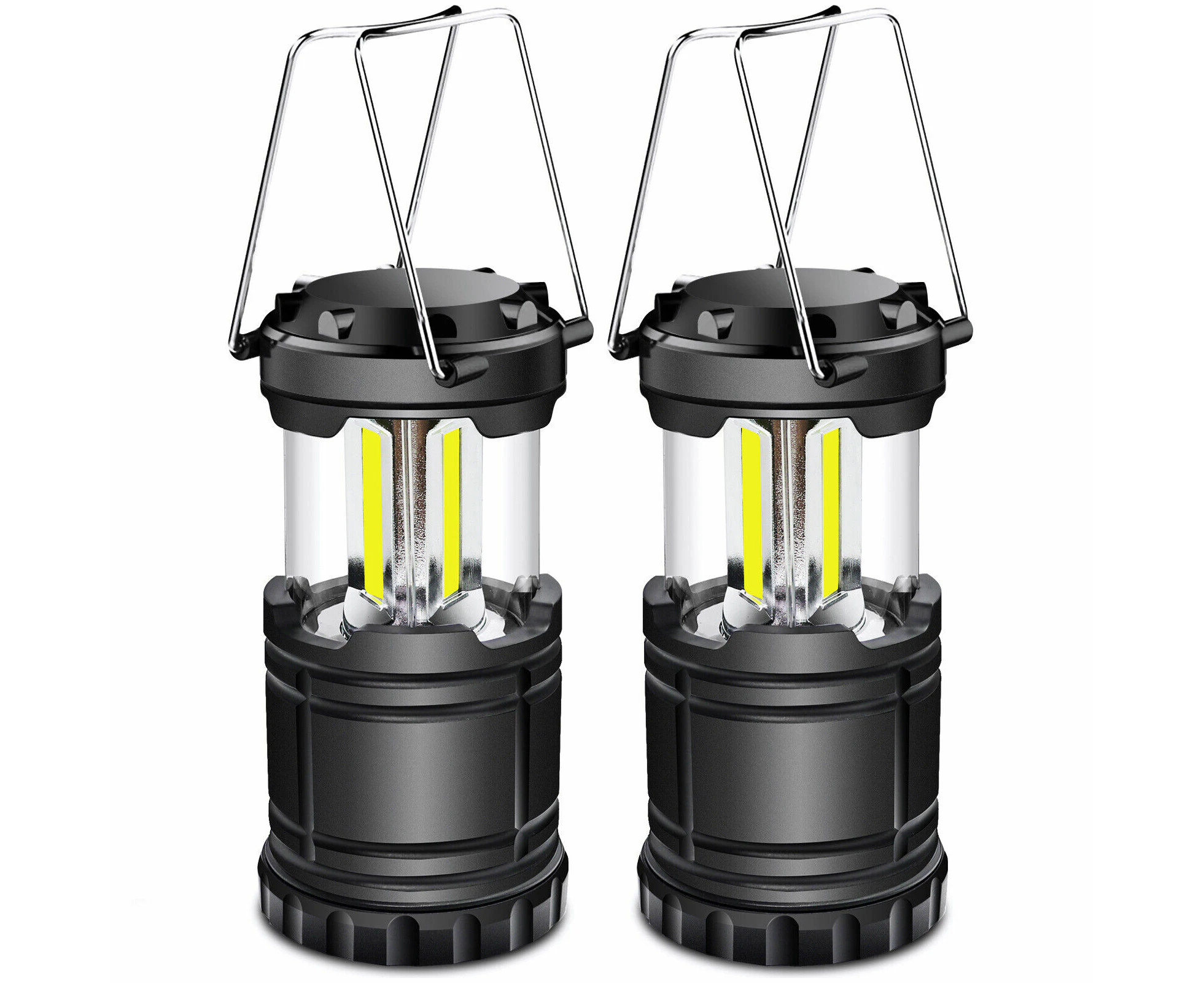 2Pcs LED COB Portable Camping Torch Battery Operated Lantern Night Light Tent Lamp