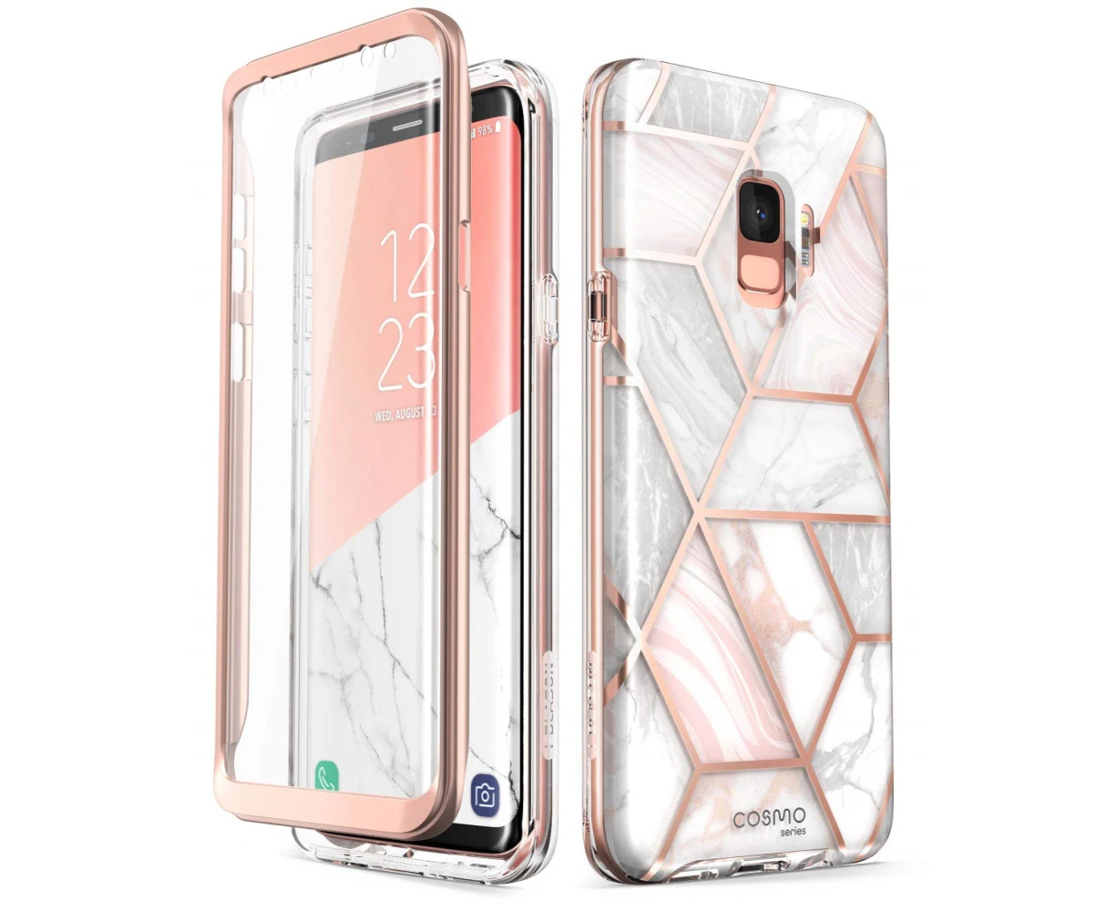 i-Blason Cosmo Series Case for Galaxy S9 (2018 Release), Slim Full-Body Stylish Protective Case with Built-in Screen Protector (Marble)