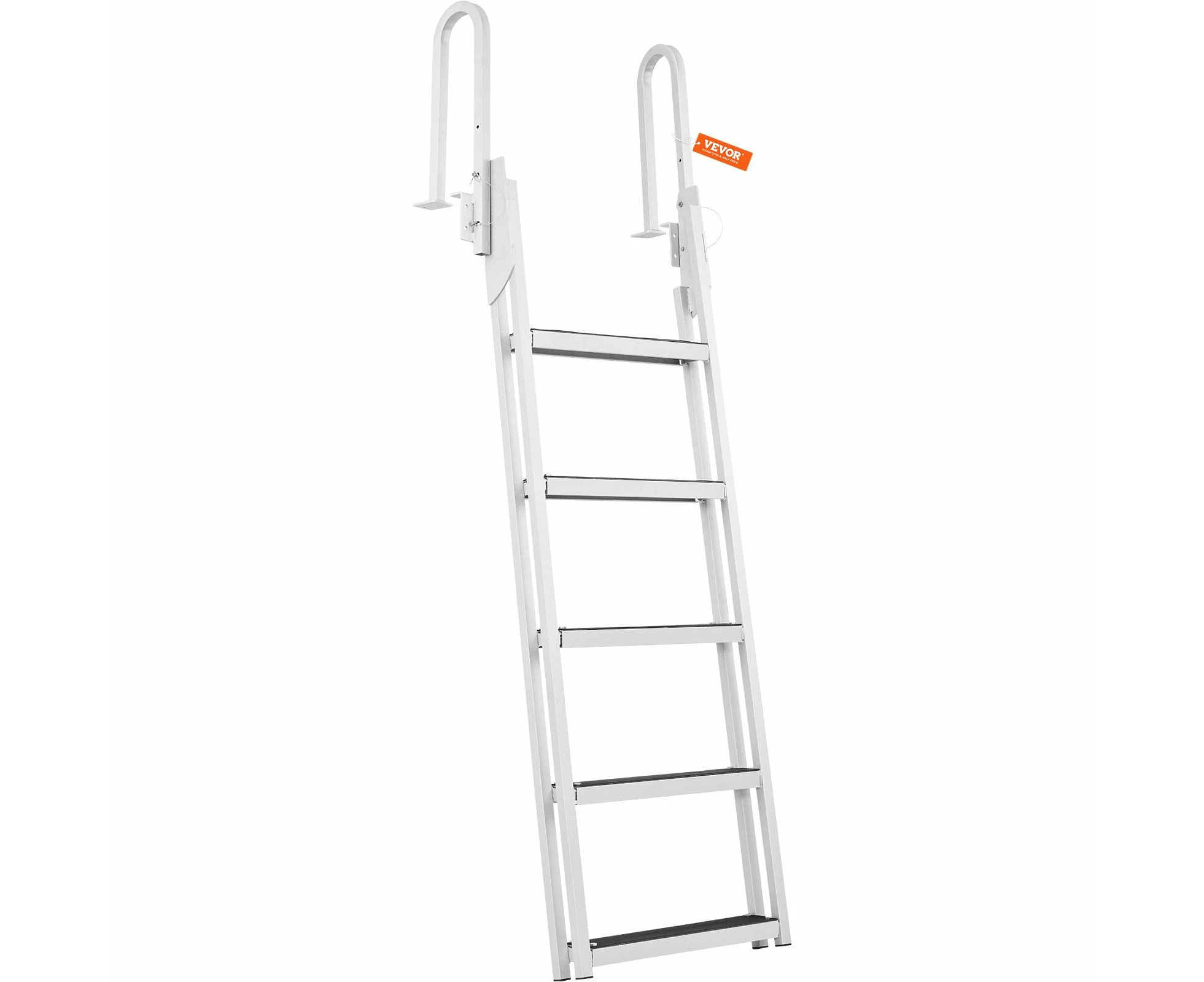 VEVOR Dock Ladder Flip Up 5 Steps, 350lbs Load Capacity, Aluminum Pontoon Boat Ladder