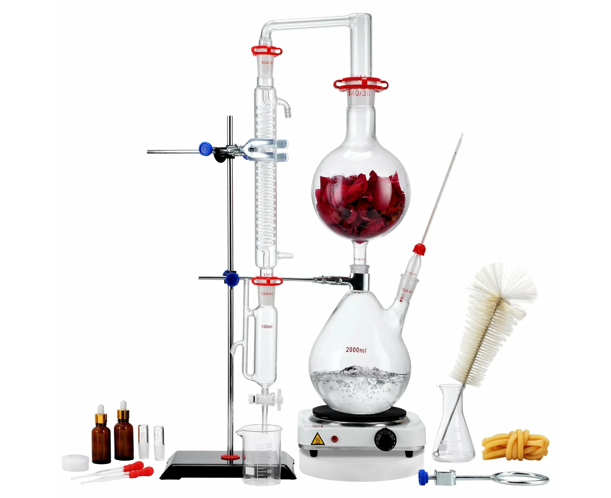 VEVOR Essential Oil Distillation Kit, 2000ml Distillation Apparatus, 3.3 Boro Lab