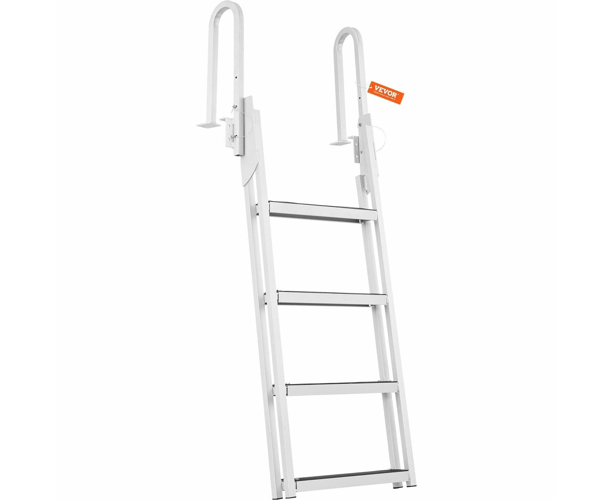 VEVOR Dock Ladder Flip Up 4 Steps, 159kgs Load Capacity, Aluminum Pontoon Boat Ladder