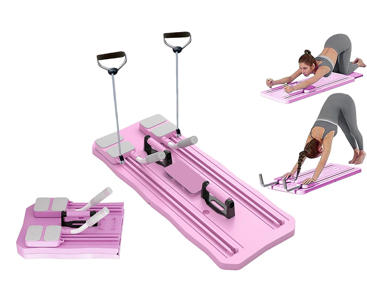 5 in 1 Pilates Reformer Board Foldable Abdominal Fitness Board with Elbow Support Gym Equipment for Weight Loss Training-Pink