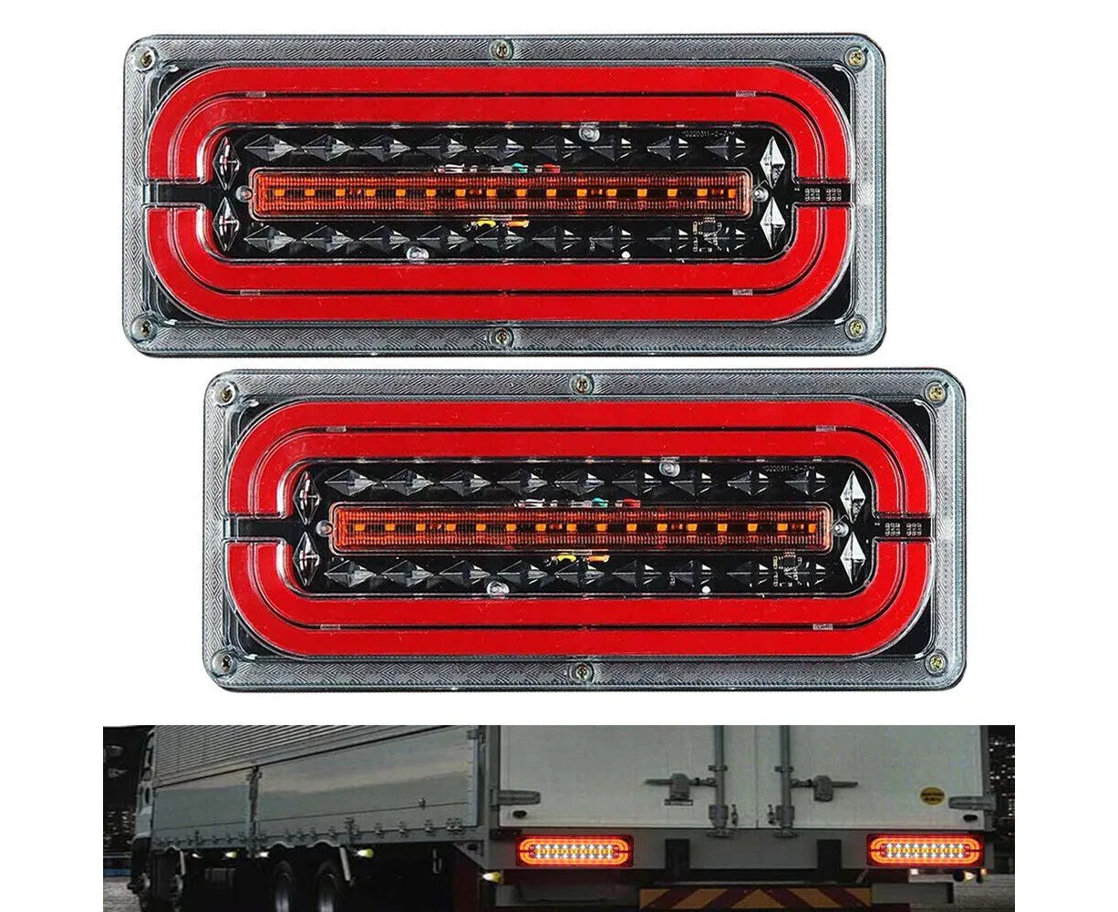 2pcs 10V-30V Sequential Indicator LED Tail Lights Trailer Ute Caravan Truck Stop