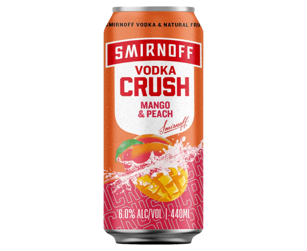 Smirnoff Vodka Crush Mango & Peach Cans (10X440ML)