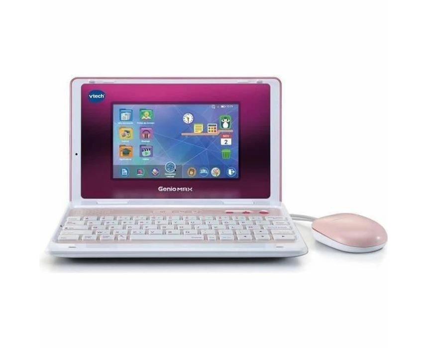 Vtech - Genio MAX, My First Real Ordi Pink Metal, Children's Computer with 7 Inch Colour Screen, Mouse, 60 Learning Activities and Games, Gift for Children