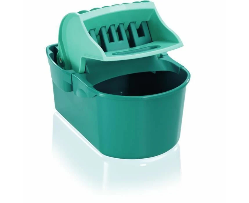 Leifheit Flat Mop Wringer Profi Compact with Handle, Mop Bucket With In-Built Rinser, Bucket for Mop and Bucket Set for Floor Cleaning, Turquoise