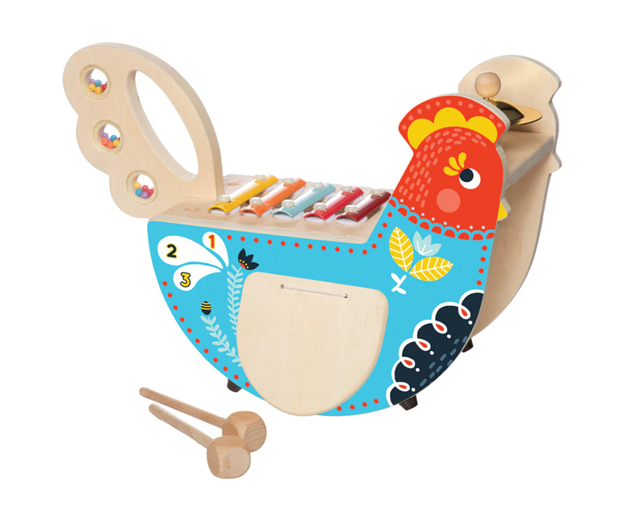 Manhattan Musical Chicken Xylophone Play Kids/Children 39cm Wooden Toy 12m+