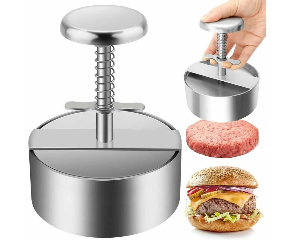 Burger Press, 304 Stainless Steel Hamburger Press, Adjustable Ground Beef Burger Press, Easy to Use, Non-Stick Press