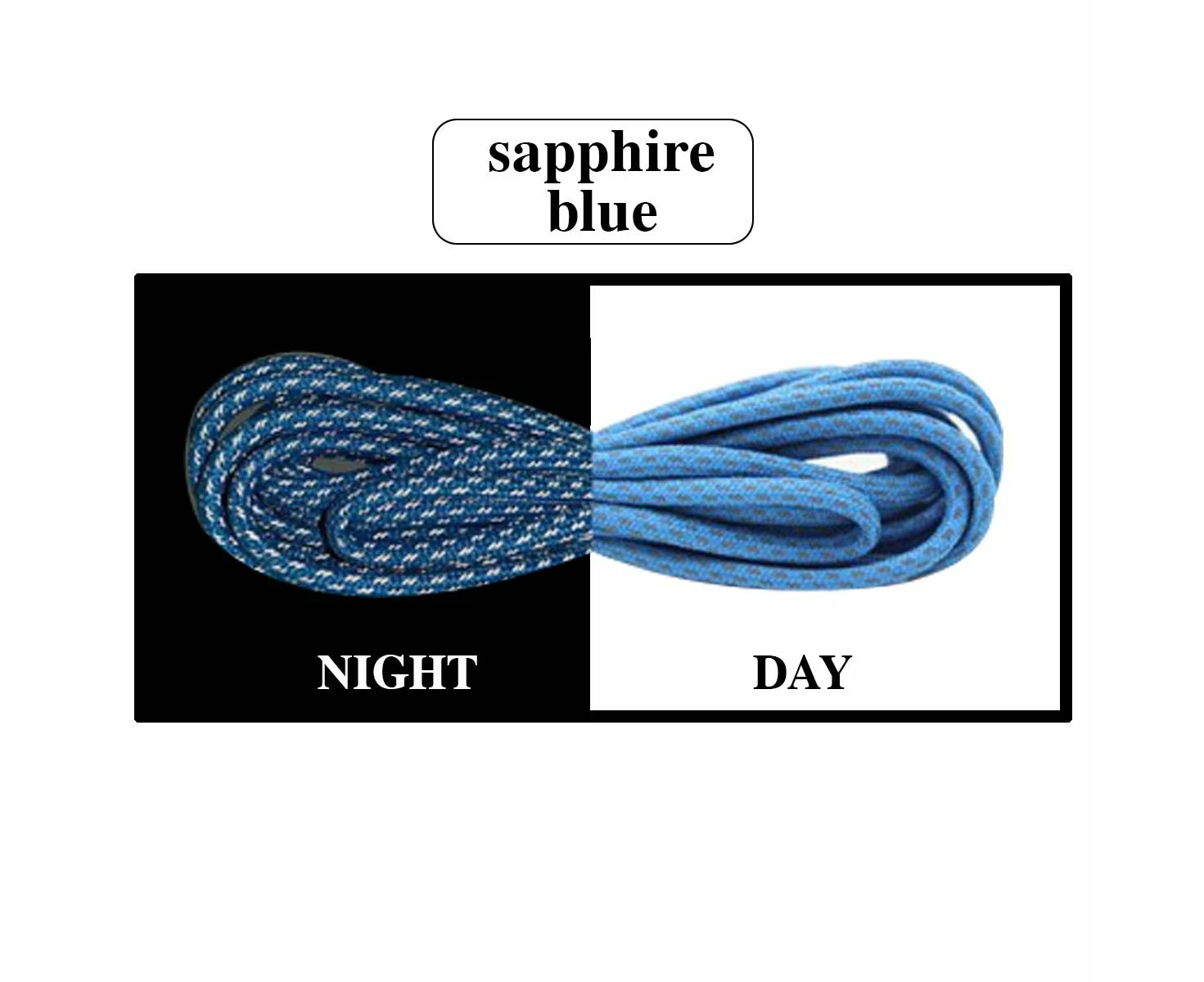 Night Reflective Shoelaces Round Shoe Laces Thick Night Jog Sneakers Runners - Navy, 130cm