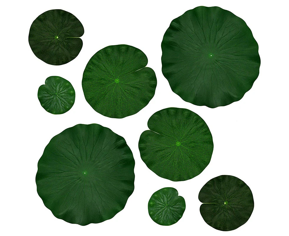 Artificial Floating Foam Lotus Leaves Decor for Pond Aquarium and Stage Realistic Lotus Foliage Green Plant for Fish Pool Decoration Pack Of 8, 4 Sizes (10