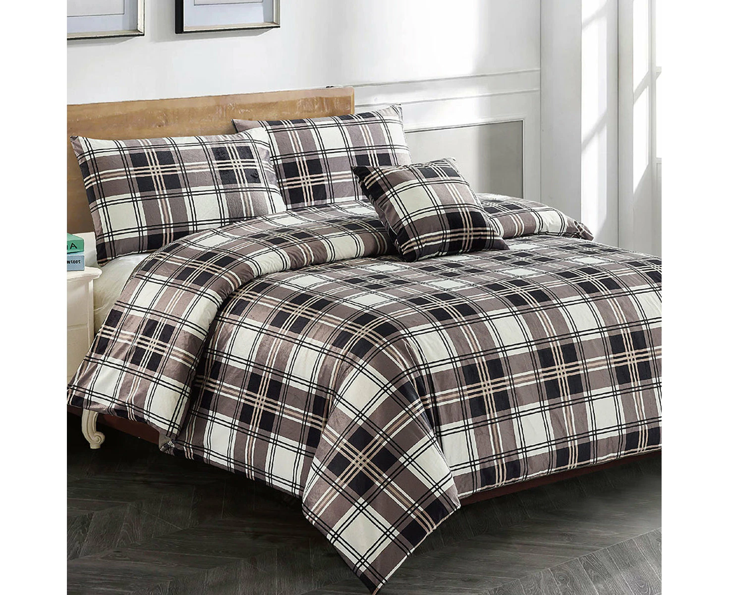 Georges Fine Linens Jaimee Tartan Checked Quilt Doona Duvet Cover King