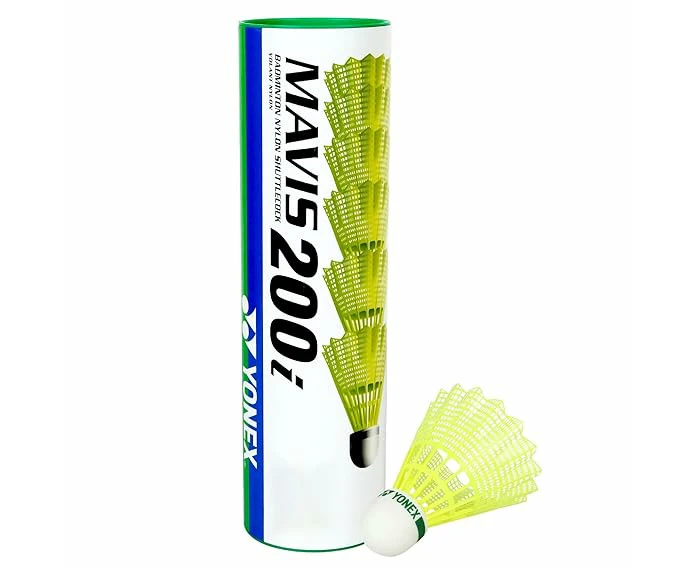 Yonex Mavis 200i Nylon Badminton Shuttlecocks (Yellow, Medium Speed) | Flight Stability | Synthetic Cork