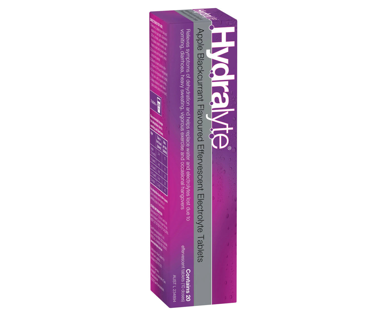 Hydralyte Apple Blackcurrant Effervescent Electrolyte 20 Tablets