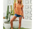 JAASE Day Dream Sun Print Ella Top - Orange