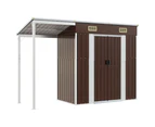 vidaXL Garden Shed with Extended Roof Brown 277x110.5x181 cm Steel