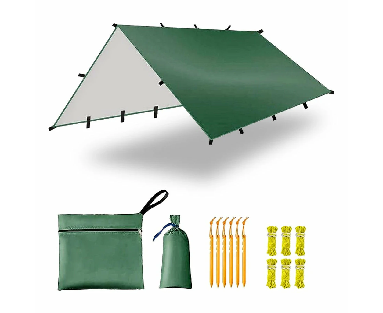 KILIROO 3X4m Large Waterproof Camping Tarp Tent (Forest Green)