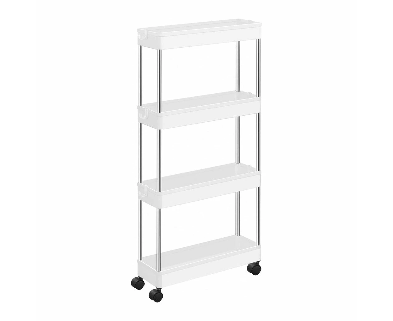 SONGMICS 4-Tier Slide Out Slim Rolling Storage Cart White