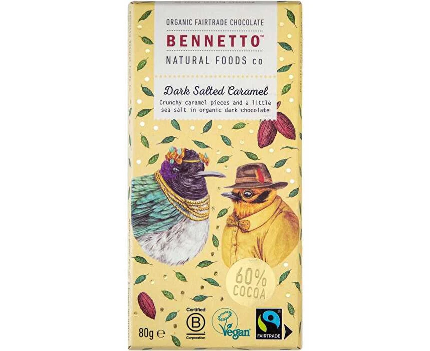 Bennetto Organic Dark Chocolate Dark Salted Caramel 12x80g