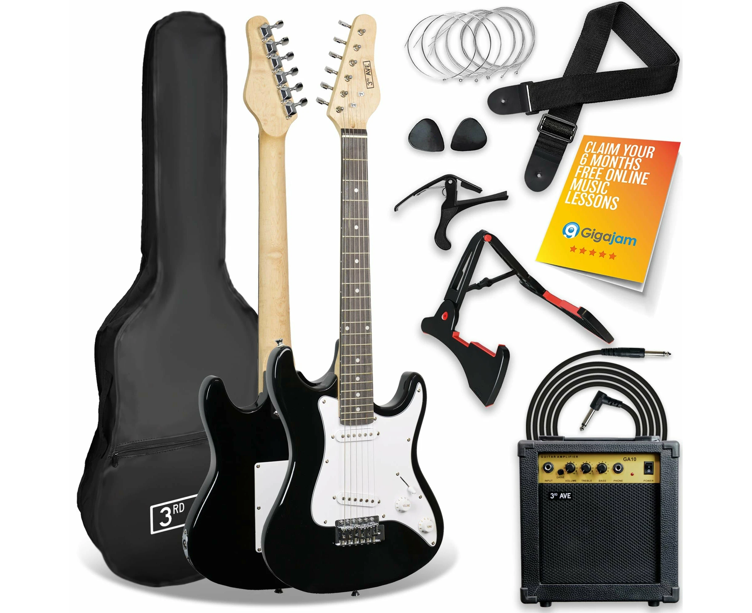 3rd Avenue 3/4 Size Electric Guitar Pack - Black