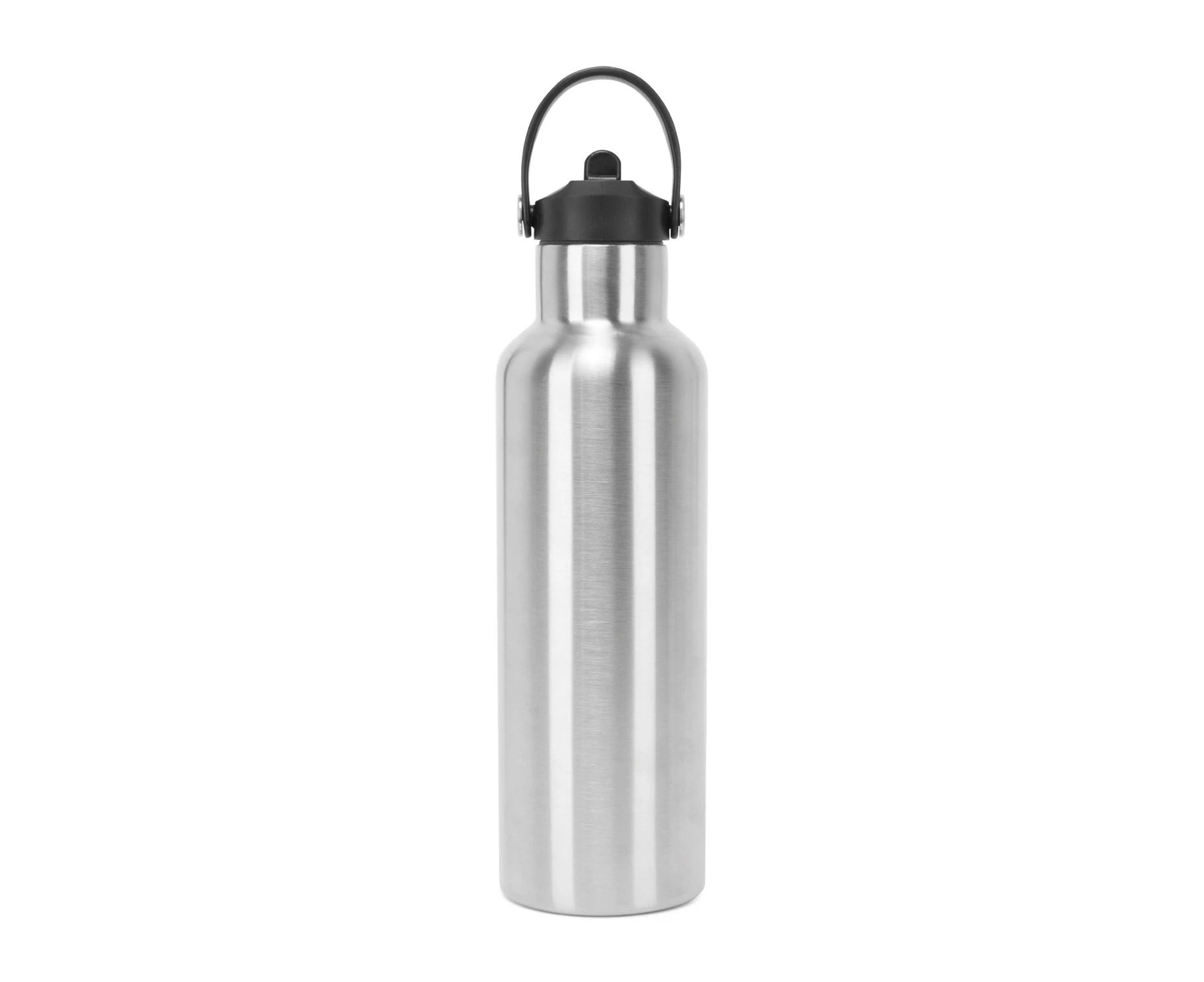 TriDri Plain Flip Up Straw Water Bottle (Brushed Steel) - RW10378