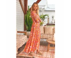 JAASE Follow the Sun Print Berry Maxi Dress