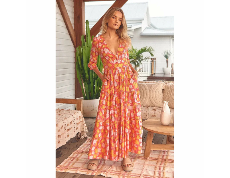 JAASE Follow the Sun Print Berry Maxi Dress