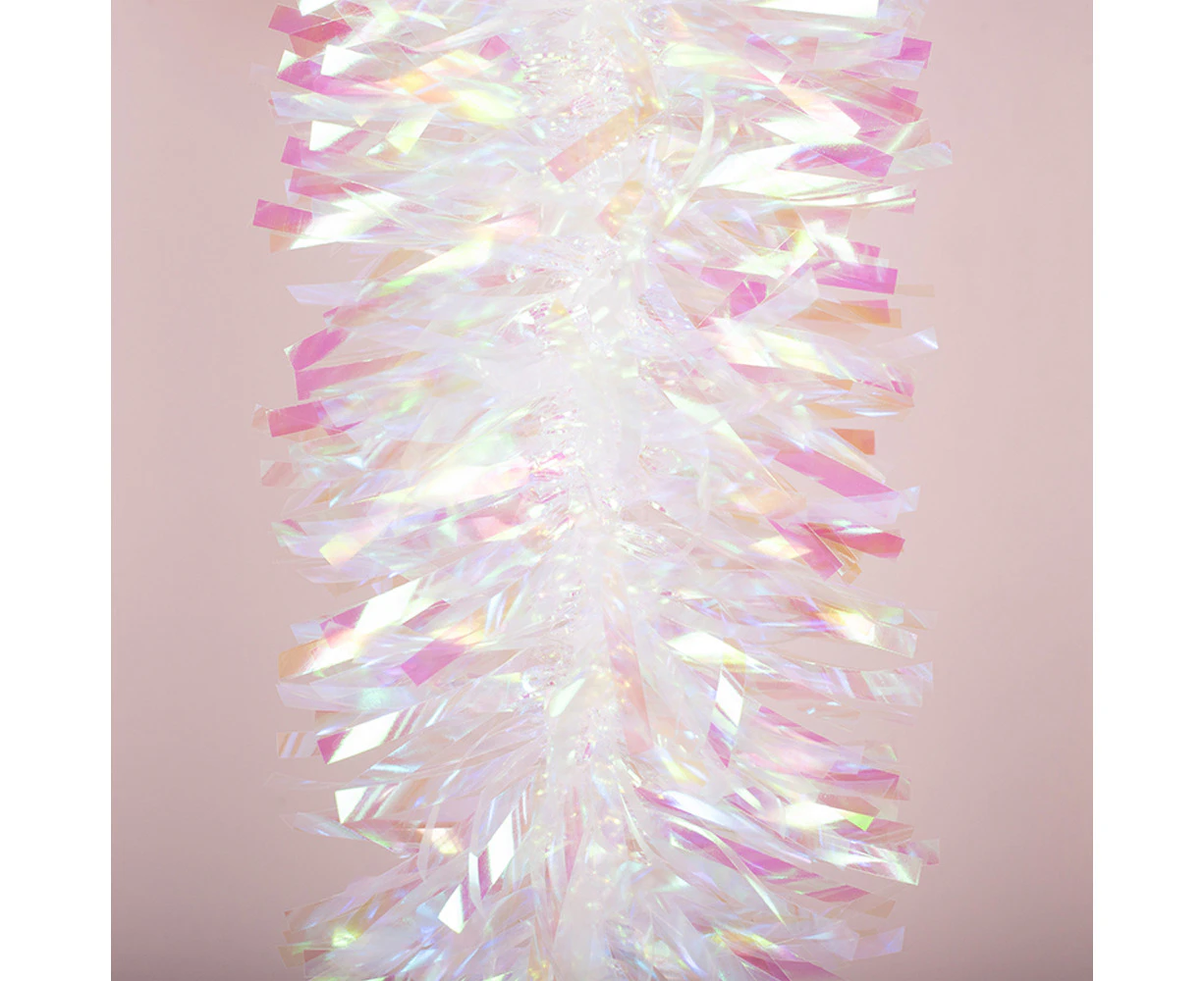 2x Luxury Christmas Tinsel Garland - Clear Iridescent Thick(2M)