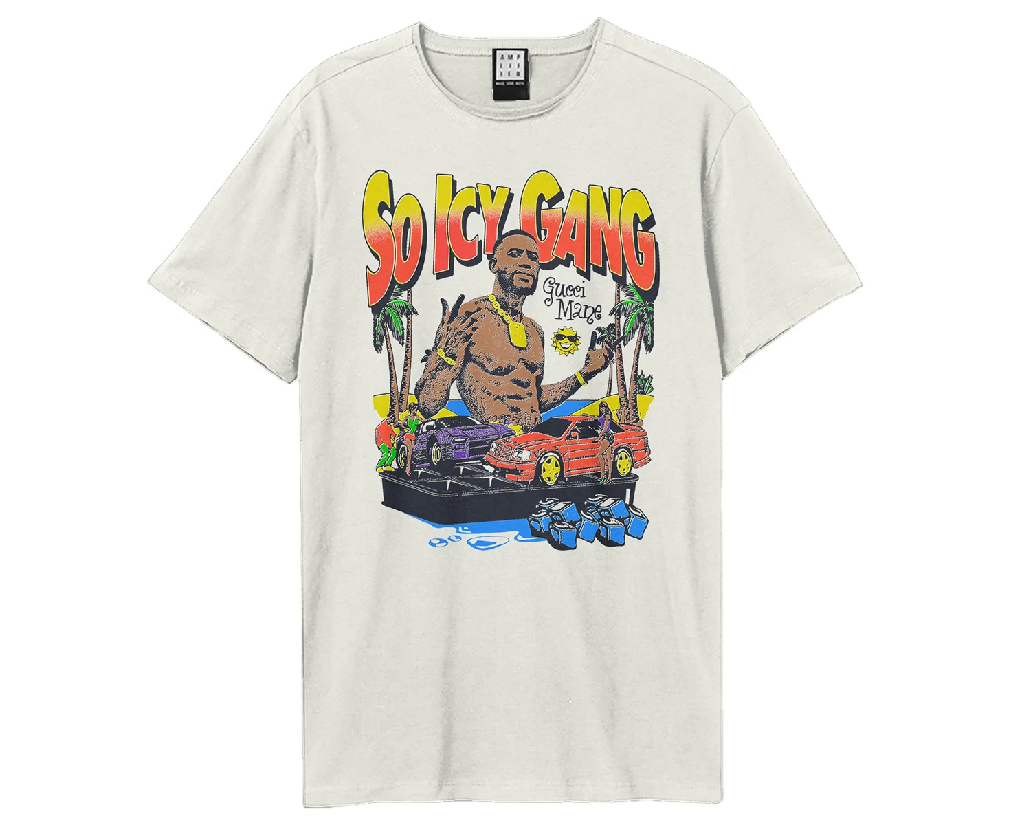 Amplified Unisex Adult So Icy Gang Gucci Mane T-Shirt (Vintage White) - GD2008