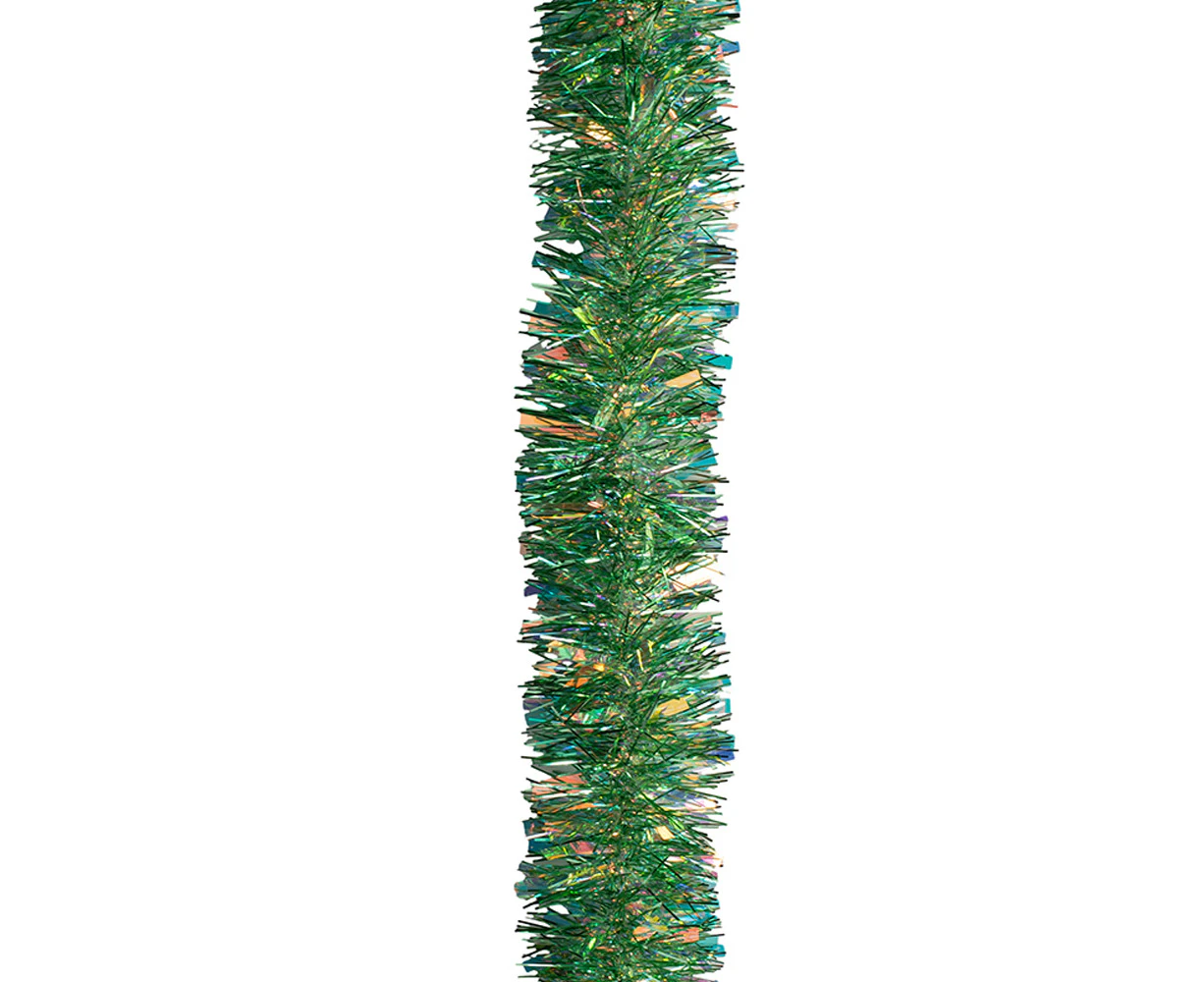 2x Luxury Christmas Tinsel Garland - Green Irridesent Mixed (2M)