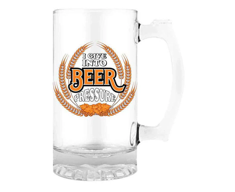 Landmark Beer Stein I Give into Beer Pressure Drinking Glass