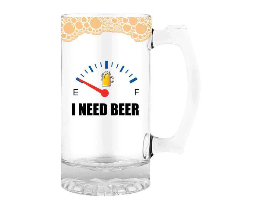 Landmark Beer Stein I Need Beer Odometer Drinking Glass