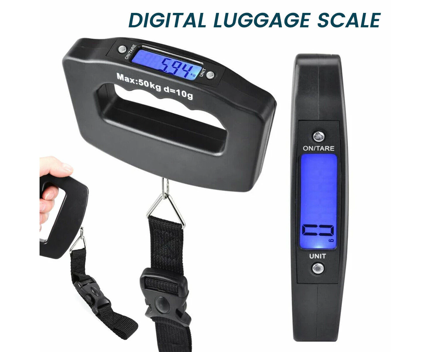 Electronic Digital Luggage Scale 50KG Travel Suitcase Handheld Portable Weighing