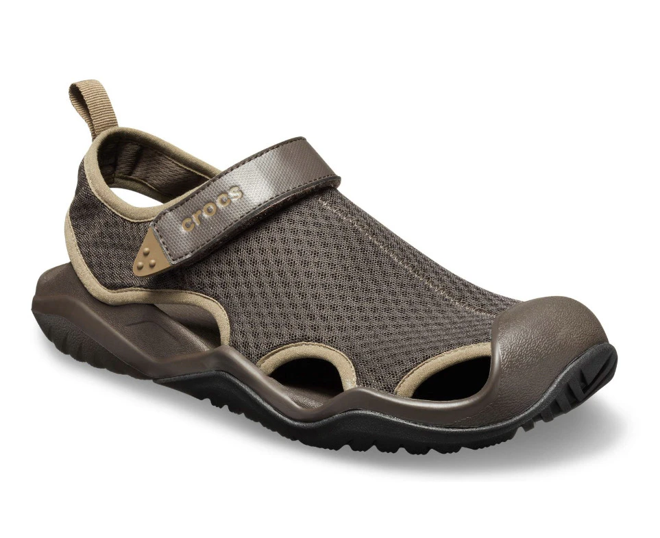 Crocs Mens Swiftwater Mesh Deck Outdoor Athletic Lightweight Sandal - Espresso