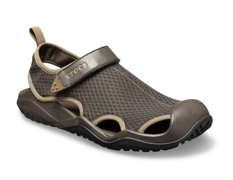 Crocs Mens Swiftwater Mesh Deck Outdoor Athletic Lightweight Sandal - Espresso