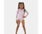 Tropical Long Sleeve Swim Surfsuit, Piping Hot