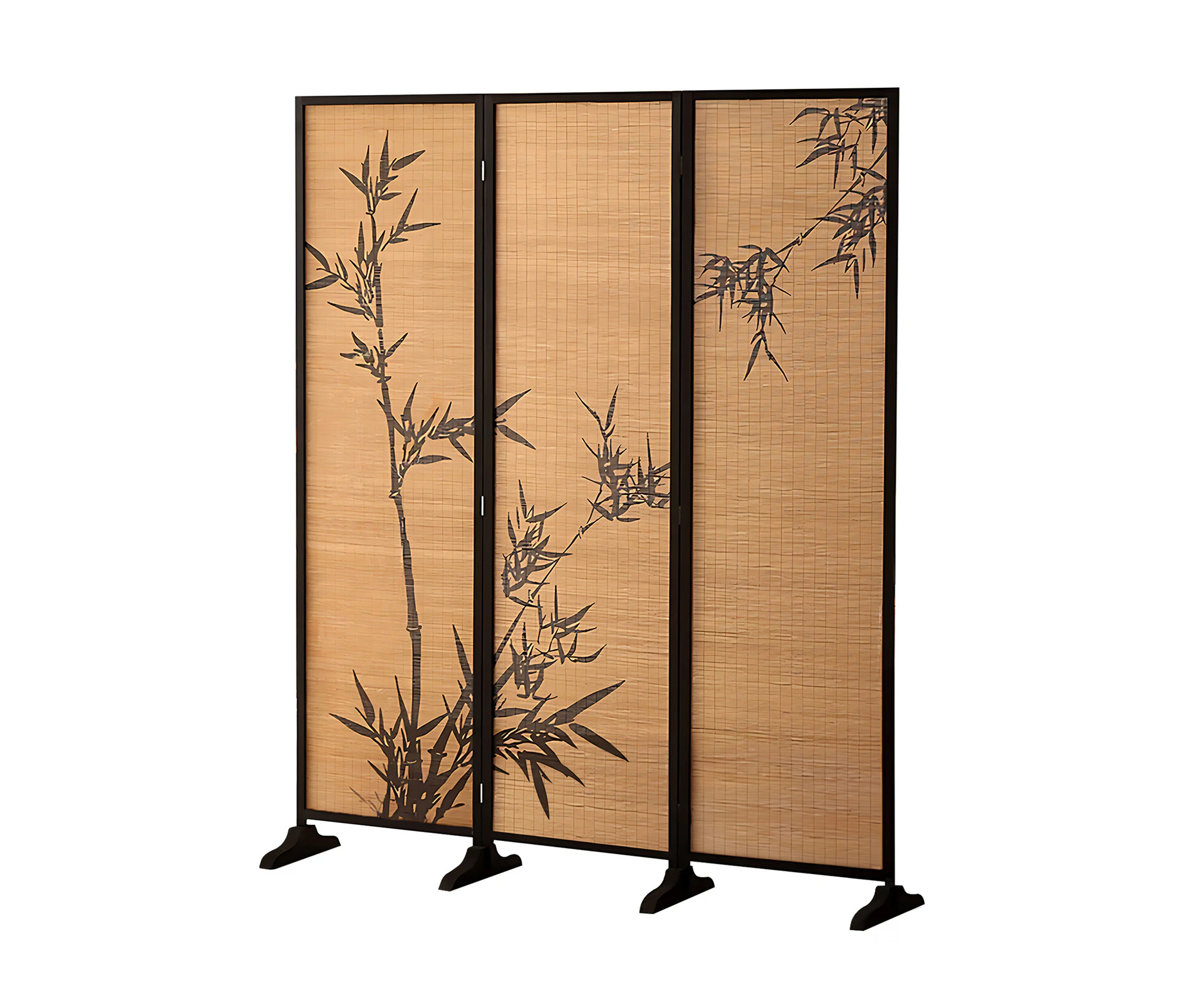 MIUZ 3 Panel Room Divider Screen Partition Privacy Fold Dividers Wood Stand