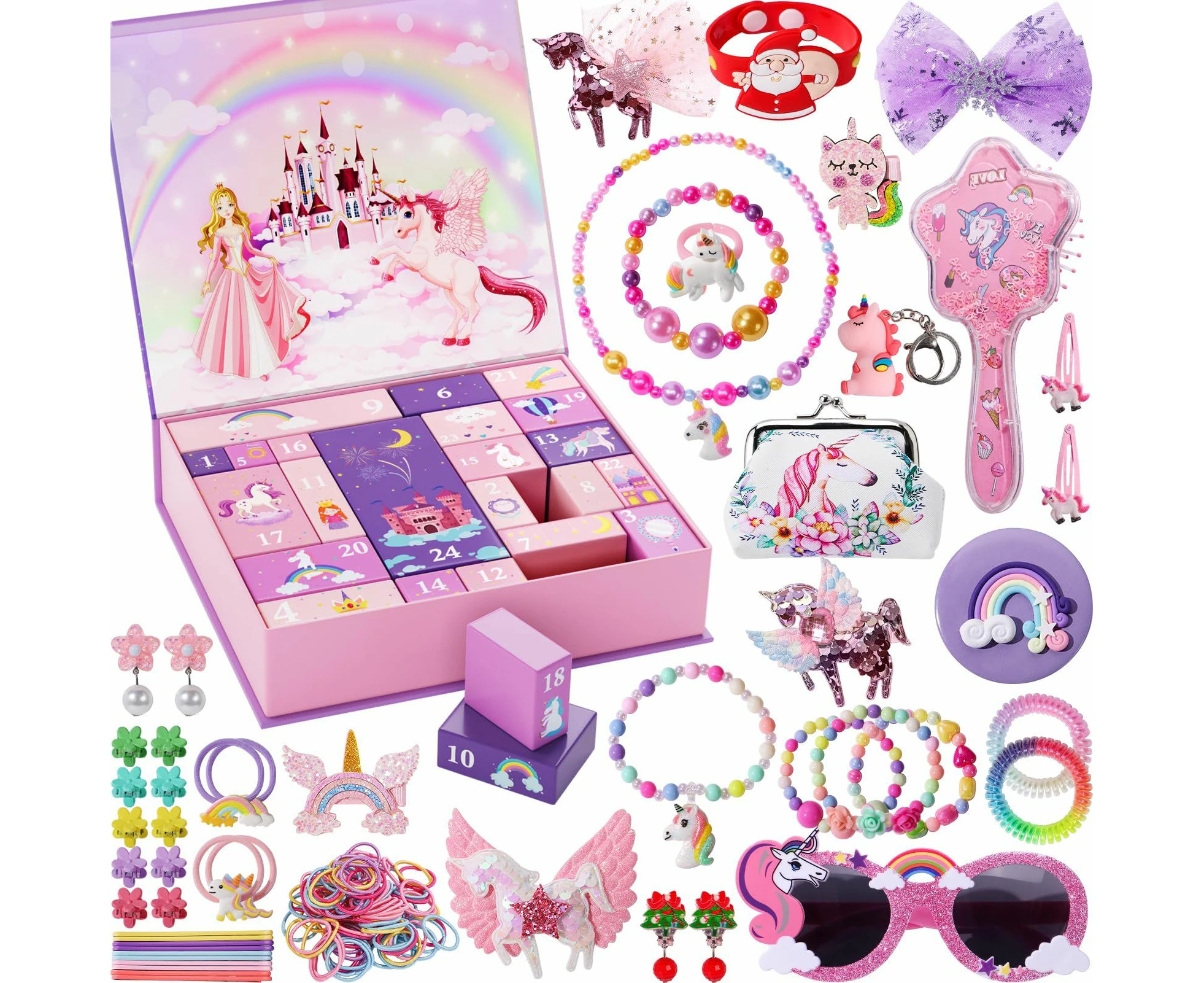 Advent Calendar 2024 Girls - Unicorns Gifts for Girls Christmas Countdown Calendar 24 Days of Xmas Jewelry Advent Calendar Gifts for Kids