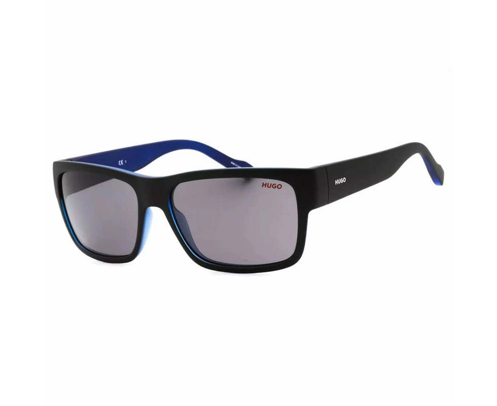 Hugo Men's HG 0176/S 00VK IR Matte Black Blue Frame w/Grey Sunglasses 58mm