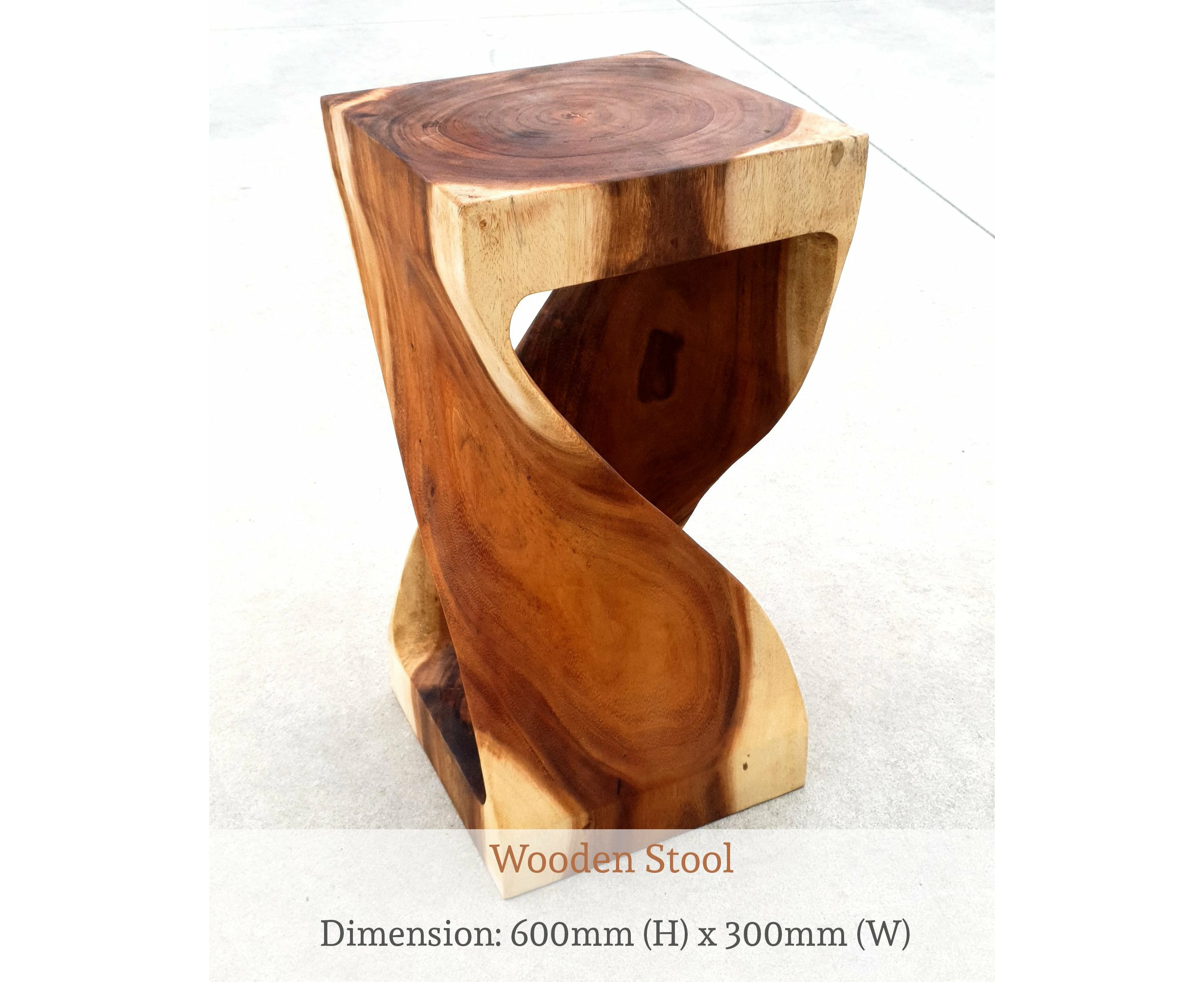 Live Edge Square Soilid Wood Stool