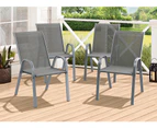 ALFORDSON 4x Outdoor Lounge Chairs Patio Dining Furniture Garden Stackable Grey