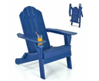 Costway Folding Outdoor Furniture Adirondack Beach Chair Weather Resistance Sun Lounge Garden Patio Yard Navy