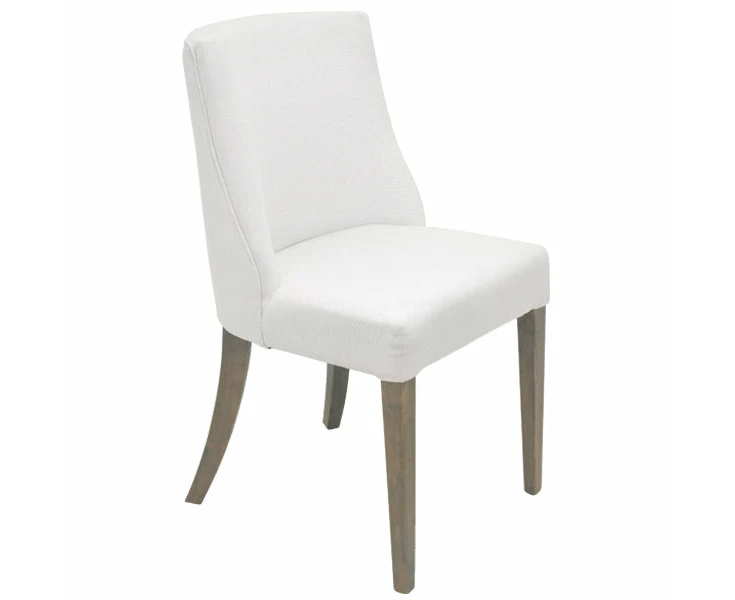 DA Ophelia White Fabric Upholstered Timber Leg Dining Chair